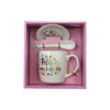 Imagen de Taza en cerámica Con plato y cuchara - Diseño Feliz Cumpleaños