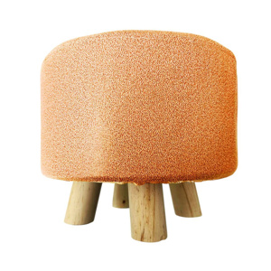 Imagen de Banqueta Puff Banco Tapizada Tela Patas  De Madera