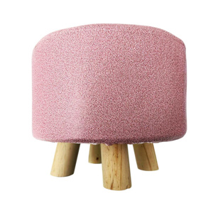 Imagen de Banqueta Puff Banco Tapizada Tela Patas  De Madera