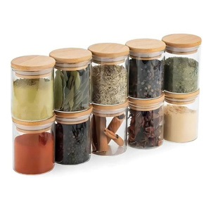 Imagen de Frasco vidrio tapa bamboo  hermética 300 ml