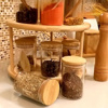 Imagen de Frasco vidrio tapa bamboo  hermética 300 ml