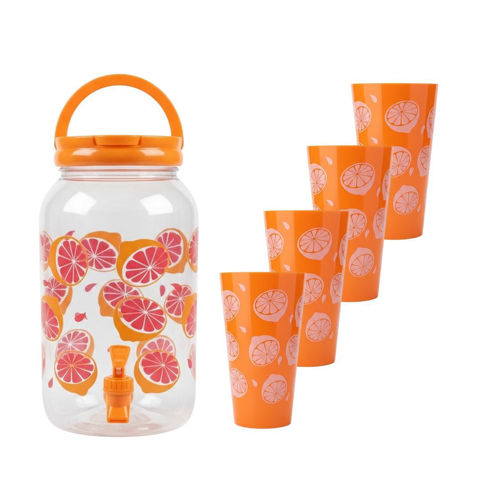 Imagen de Frasco para jugos con canilla y tapa-estampado con vasos-3,8