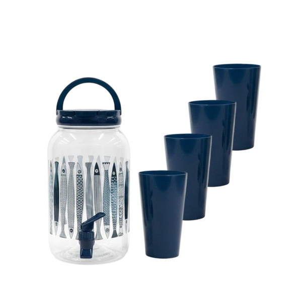 Imagen de Frasco para jugos con canilla y tapa-estampado con vasos-3,8