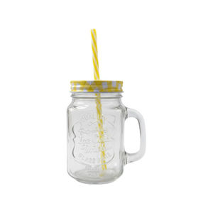 Imagen de Jarro de vidrio con asa-tapa cuadrille y sorbito- 450ml