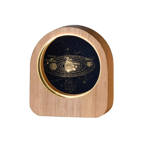 Imagen de Lampara LED-USB-3D base madera-4 modelos del espacio