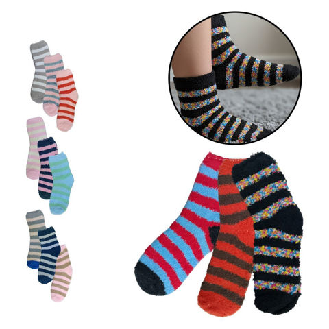 Imagen de Medias para dama x 12 pares - Diseño a rayas SURTIDOS.