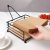 Imagen de Servilletero metal negro mate Base madera con metal