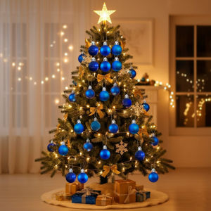 Imagen de Navidad bolas 6cm-caja por 24pc-azules-caja pvc