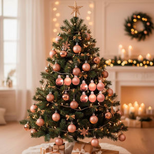 Imagen de Navidad bolas 6cm-caja por 24pc-rosa-dorado-caja pvc