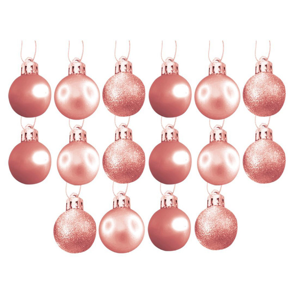 Imagen de Navidad bolas 6cm-caja por 16pc-rosa-dorado-caja pvc