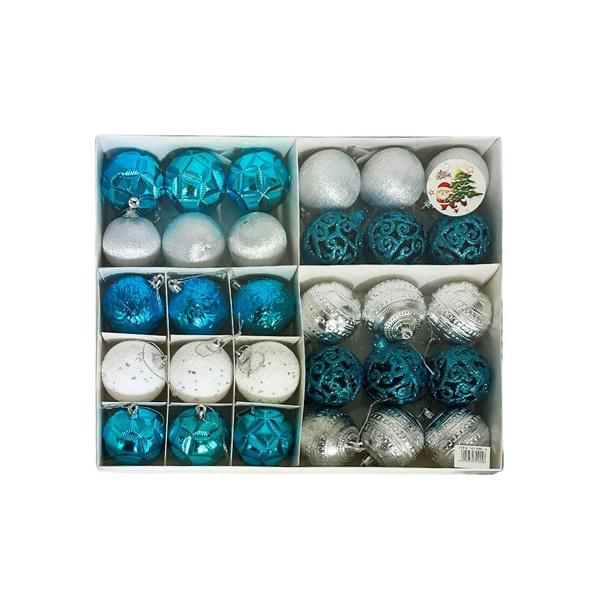 Imagen de Navidad bolas surtidas-lisas y caladas-6cm-caja por 30pc-azu