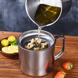 Imagen de Jarra con filtro colador para aceite - Quita residuos de frituras Acero inox