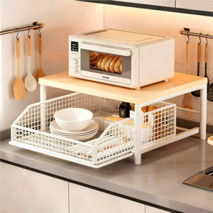 Imagen de Estante para mesada - Madera y metal con cajón