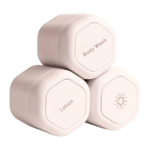 Imagen de Estuche Hexagonal para viaje Dispensador para cremas shampoo - Cápsula magnética