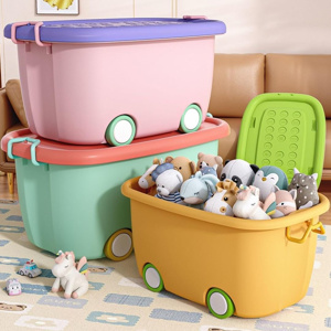 Imagen de Organizador de juguetes - Caja plastica profunda con tapa y ruedas