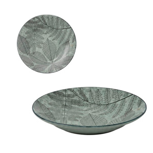 Imagen de Plato ceramica estampado hojas redondo