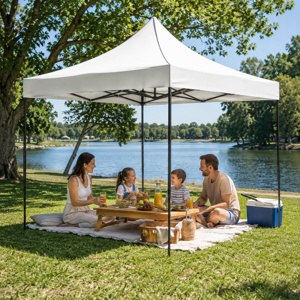 Imagen de Gazebo plegable blanco automatico-estructura de acero 3x3mt.