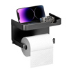 Imagen de Porta rollo baño con repisa negro-autoadhesivo
