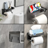 Imagen de Porta rollo baño con repisa negro-autoadhesivo
