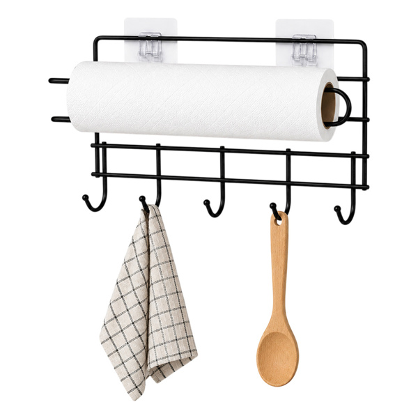 Imagen de Porta rollo cocina con ganchera-negro