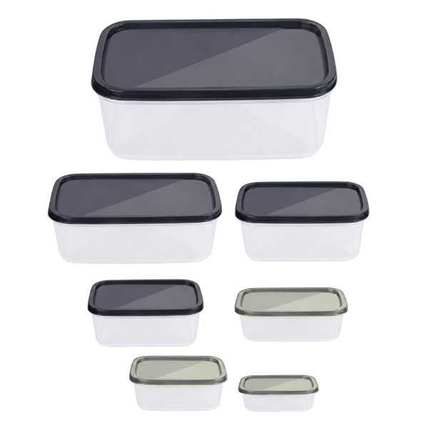 Imagen de Viandas con tapa rectangulares set X 7 pcs