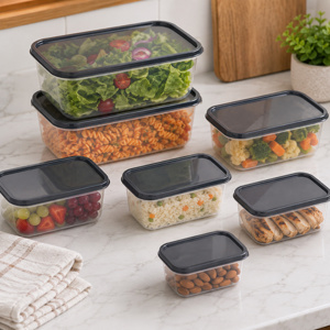 Imagen de Viandas con tapa rectangulares set X 7 pcs