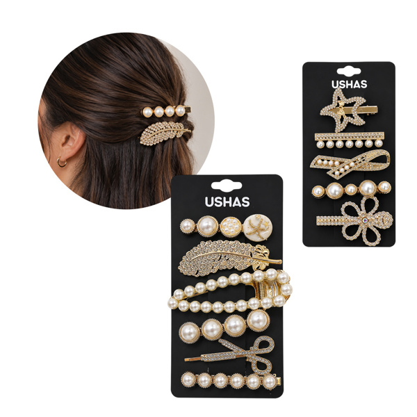 Imagen de Broches Ushas con perlas y strass - Set de broches de diseños surtidos