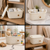 Imagen de Cesta plastica con asas y tapa-linea flor