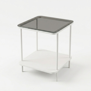 Imagen de Mesa auxiliar mesa ratona - Con estante y tapa vidrio templado
