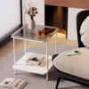 Imagen de Mesa living con estante y vidrio superior-2 colores