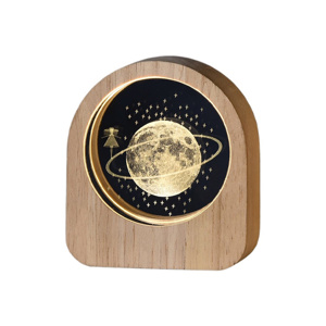 Imagen de Lampara LED-USB-3D base madera-4 modelos del espacio
