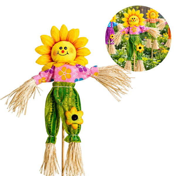 Imagen de Espantapajaro girasol con palito 29 cm para maceta
