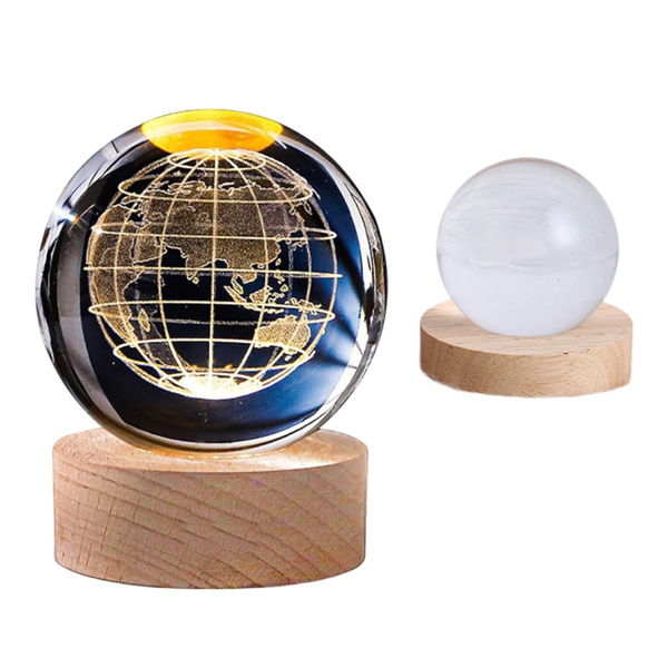 Imagen de Lámpara LED bola de cristal luna planeta mapamundi USB