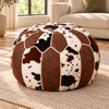 Imagen de Puff en piel y cuero sinteticos - 50x35cm -combinado con caf