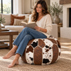 Imagen de Puff en piel y cuero sinteticos - 50x35cm -combinado con caf