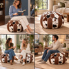 Imagen de Puff en piel y cuero sinteticos - 50x35cm -combinado con caf