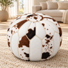 Imagen de Puff en piel y cuero sinteticos - 50x35cm -combinado blanco