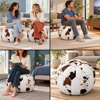 Imagen de Puff en piel y cuero sinteticos - 50x35cm -combinado blanco