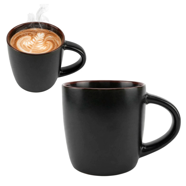 Imagen de Taza ceramica negro mate 8,5x8,5cm-borde color